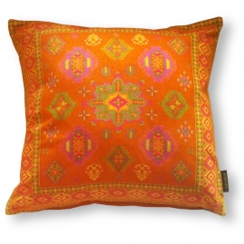 Orange velvet cushion cover TANGERINE