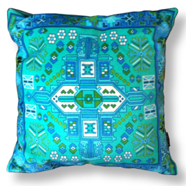 Turquoise velvet cushion cover AQUAMARINE