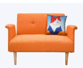 Housse coussin chat velours Rouge-Blanche-Bleue ROI CHAT 
