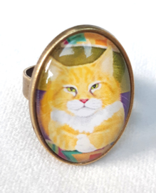 Cabochonring kat EASTER CAT