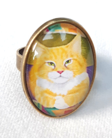Cabochon ring cat EASTER CAT