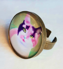 Cabochon ring cat MAYSA