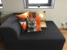 Cat throw pillow CALICO Orange grey velvet cushion cover