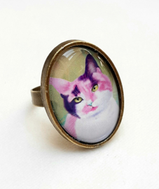 Cabochon ring cat MAYSA