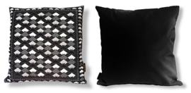 Black-grey-white velvet cushion cover MOSAIC