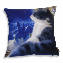 Blauw fluweel kussenhoes Kat DAGDROMEN…