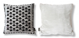 Housse coussin velours noire-grise-blanche HARFANG DES NEIGES