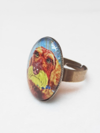 Cabochon ring dog OLIVER