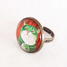 Anillo cabujón gato Mr GREEN