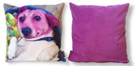 Purple velvet cushion cover Dog FAFFIE