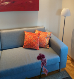 Orange velvet cushion cover APEROL SPRITZ