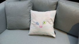 White velvet cushion cover Cat SNOW WHITE 