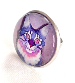 Cabochon-Ring Katze PINK EYE