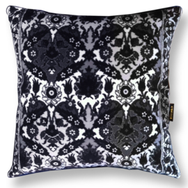 Black-grey-white velvet cushion cover BLACK TEA