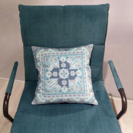 Turquoise velvet cushion cover GLACIER