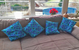 Blue velvet cushion cover BLUE BINDWEED