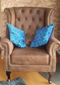 Blue velvet cushion cover BLUE BINDWEED