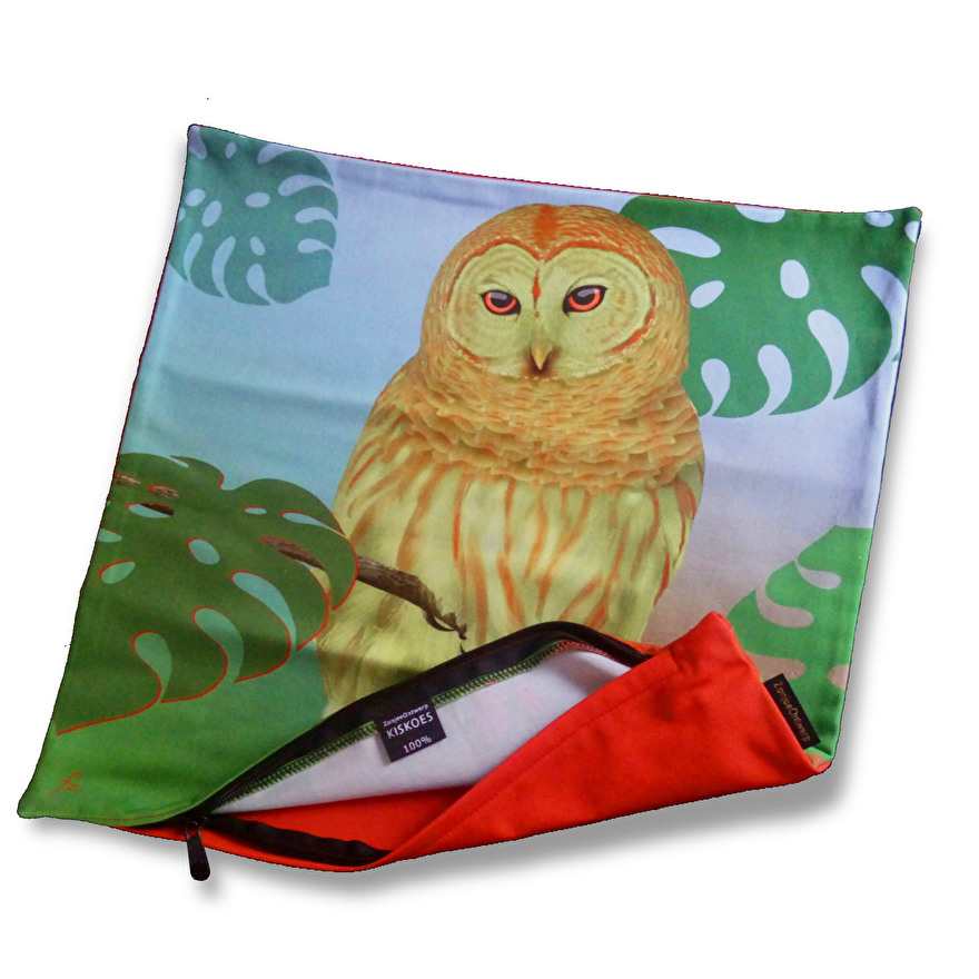 housse coussin en coton hibou