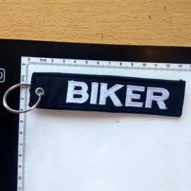 Embroided Keychain - Black & White - BIKER