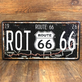 License Metal Plate / Tin Sign - 3D - Rusty / Vintage Style - Route 66 - ROT 66 - 1926