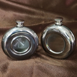 FLASK - Round  Window - Stainless Steel - 5 oz / approx. 147ml