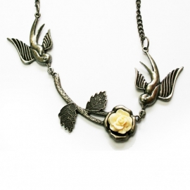 Swallow necklace with Rose