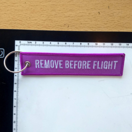 Embroided Keychain - Lila & White - REMOVE BEFORE FLIGHT