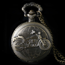 Motorcycle Steampunk Necklace with Clock