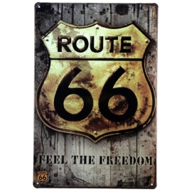 Metal Plate / Tin Sign - Rusty / Vintage Look - Route 66 - Feel The Freedom