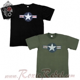 WW2 Vintage T-Shirt USAF - Black OR Olive Green