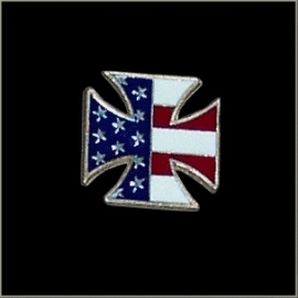 P102 - PIN - Chopper Biker - Maltese Cross - Stars and Stripes