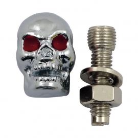 TrikTopz with License Plate Mounts - Valve Caps - Chrome Skulls with Red Eyes