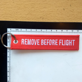 Embroided Keychain - Red & White - REMOVE BEFORE FLIGHT
