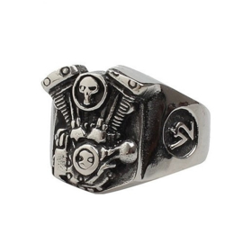 V2 Engine Ring - Skull detail