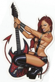 Rock Me Baby (by Scott Blair) - Sexy Pin Up with Guitar - DECAL - STICKER