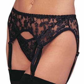 Black Lace Garter Belt - Sexy Suspenders