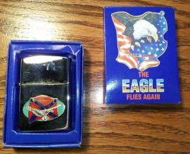 THE EAGLE FLIES AGAIN - Lighter - Keep The Eagle Flying - Oval - Rebel Flag & Flyin' Eagle