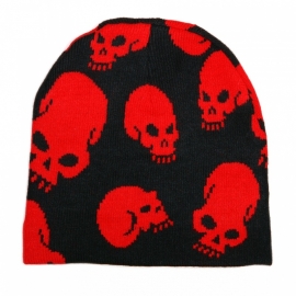Black Beanie with Red Skulls