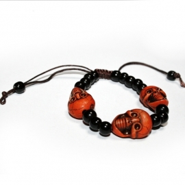 Black bracelet with Orange Faces