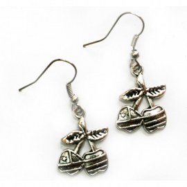 Earrings with Striped Cherries