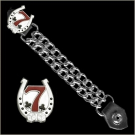 Vest Extender - Double Chain - Red Lucky Seven & Horse Shoe