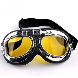 RAF/Red Baron-Style Goggles - Chrome & Yellow lenses