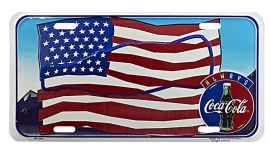 Coca-Cola - License Metal Plate / Tin Sign -  American Flag