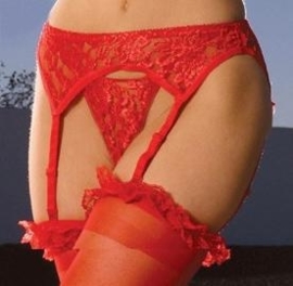 Red Lace Garter Belt - Sexy Suspenders