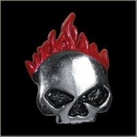 P197 - PIN - Red Flamed Skull