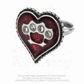 Alchemy England - RING - UL13 - TOUGH LOVE - Heart with Knuckle Duster