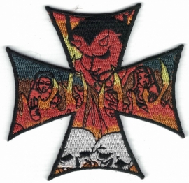 014 - PATCH - Maltese Cross with Flames and Evil Devils