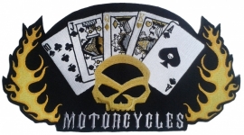 BACKPATCH - Motorcycles, Cards & Flames in Harley-Style 37CM wide