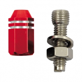 TrikTopz with License Plate Mounts - Valve Caps - Red Alloy Twotone Hex Straight