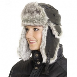Fur and Leather Hat - Black